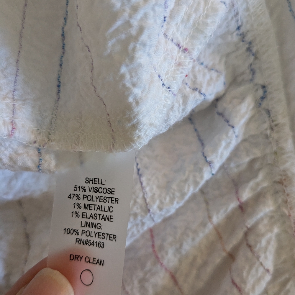 Tommy Hilfiger Prism Ripple Tiered Boho Dress Subtle Rainbow Stripes sz 2 - Picture 11 of 11